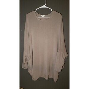 Helmut Lang Women’s Large Oversized Dolman Long Sleeve Top Taupe Slouchy Soft